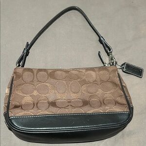 Vintage Coach Brown and Black Signature Shoulder Bag